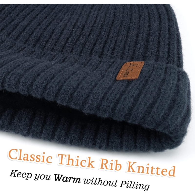 FZ FANTASTIC ZONE Mens Winter Warm Beanie Hats Knitted Slouchy Skull Caps with Fleece Lined for Women Men Cold Weather - Image 2